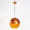 Vintage Amber Pendant with Hemispherical Copper Shade, 1950s 1