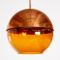 Vintage Amber Pendant with Hemispherical Copper Shade, 1950s 2