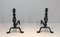 Twisted Wrought Iron Andirons, 1940s, Set of 2 1
