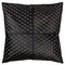 Patterned Cowhide Cushion in Pitch Black with Leather Zip Tassels by Casa Botelho 1