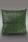 Seetanggrünes gemustertes Kissen aus Rindsleder mit Lederriemen am Reißverschluss von Casa Botelho 3