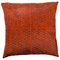 Burnt Orange Patterned Cowhide Cushion with Leather Zip Tassels by Casa Botelho 1