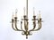 Ten-Arm Brass Chandelier, 1940s, Image 5