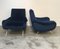 Mid-Century Blue Velvet Lady Chairs by Marco Zanuso, Set of 2 1