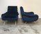 Mid-Century Lady Chairs mit blauem Samt von Marco Zanuso, 2er Set 1