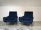 Chaises Lady Mid-Century en Velours Bleu par Marco Zanuso, Set de 2 2