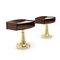 Mid-Century Italian Brass, Glass & Wood Nightstands, 1970s, Set of 2, Image 2