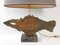Lámpara de mesa francesa brutalista en forma de pez de bronce y mármol, años 70, Imagen 6