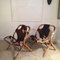 Vintage Cowhide & Bamboo Easy Chairs, 1970s, Set of 2 5