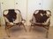 Vintage Cowhide & Bamboo Easy Chairs, 1970s, Set of 2 1