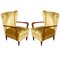 Italian High Back Golden Velvet Lounge Chairs by Gio Ponti, 1930s, Set of 2 1