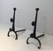 Antique Wrought Iron Andirons with Double Bars, Set of 2 19
