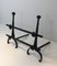 Antique Wrought Iron Andirons with Double Bars, Set of 2 3