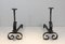 Antique Wrought Iron Andirons, Set of 2 1