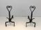 Vintage Twisted Wrought Iron Andirons, Set of 2, Image 19