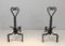 Vintage Twisted Wrought Iron Andirons, Set of 2, Image 17