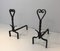 Vintage Twisted Wrought Iron Andirons, Set of 2 2