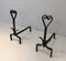 Vintage Twisted Wrought Iron Andirons, Set of 2, Image 18