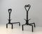 Vintage Twisted Wrought Iron Andirons, Set of 2, Image 16