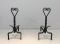 Vintage Twisted Wrought Iron Andirons, Set of 2 1