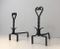 Vintage Twisted Wrought Iron Andirons, Set of 2, Image 4