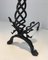 Vintage Twisted Wrought Iron Andirons with Finials, Set of 2 9