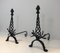 Vintage Twisted Wrought Iron Andirons with Finials, Set of 2 1