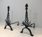 Vintage Twisted Wrought Iron Andirons with Finials, Set of 2, Image 1
