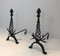 Vintage Twisted Wrought Iron Andirons with Finials, Set of 2 6