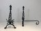 Vintage Twisted Wrought Iron Andirons with Finials, Set of 2 5