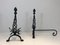 Vintage Twisted Wrought Iron Andirons with Finials, Set of 2, Image 5