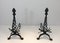 Vintage Twisted Wrought Iron Andirons with Finials, Set of 2 4