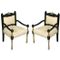 Antique Italian Lacquered and Gilt Velvet Armchairs, Set of 2, Image 1