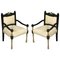 Set of Antique Italian Lacquered and Gilt Velvet Armchairs, Image 1