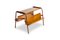 Stitched Leather Table or Magazine Rack by Jacques Adnet, 1950s 1