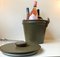 Vintage Finnish Leather Ice Bucket with Tong, 1960s 2