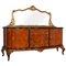 Baroque Style Venetian Walnut & Maple Inlay Credenza with Mirror, 1920s 1