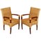 French Art Deco Walnut & Rattan Chairs, 1930s, Set of 2 1