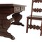19th Century Hand Carved Solid Walnut Desk with Chair from Dini & Puccini, Set of 2 5