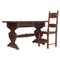 19th Century Hand Carved Solid Walnut Desk with Chair from Dini & Puccini, Set of 2 1