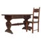 19th Century Hand Carved Solid Walnut Desk with Chair from Dini & Puccini, Set of 2, Image 1