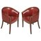 Art Deco Walnut & Bordeaux Leatherette Armchairs, 1930s, Set of 2 2