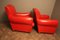 Art Deco French Red Leather Mustache Back Club Chairs, 1930s, Set of 2 8