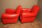 Art Deco French Red Leather Mustache Back Club Chairs, 1930s, Set of 2 9