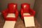 Art Deco French Red Leather Mustache Back Club Chairs, 1930s, Set of 2 5