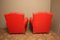 Art Deco French Red Leather Mustache Back Club Chairs, 1930s, Set of 2 3