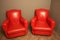 Art Deco French Red Leather Mustache Back Club Chairs, 1930s, Set of 2 10