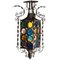 Antique Venetian Wrought Iron Lantern with Stained Glass Disks, Image 20