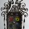 Antique Venetian Wrought Iron Lantern with Stained Glass Disks, Image 10
