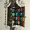 Antique Venetian Wrought Iron Lantern with Stained Glass Disks 18